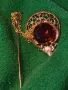 ШАРМАНТНА АРИСТОКРАТИЧНА ПОЗЛАТЕНА РЕТРО СТИЛ БРОШКА АРТ ИГЛА ЗАБОДКА с ФАСЕТИРАН ЦИТРИН 48808, снимка 13