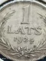 Сребърна монета 1 лат 1924г. Латвия Първа република за КОЛЕКЦИЯ 41258, снимка 4