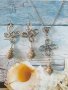 Красив Бохо комплект бижута с камъни Майфанит и символи в цвят сребро , снимка 2