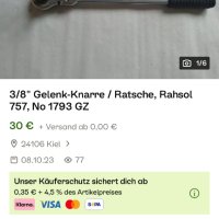 Удължена тресчотка с чупеща глава 3/8” Rahsol Germany, снимка 5 - Други инструменти - 42958930