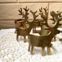 Красиви пръстени за салфетки с еленчета от месинг, 7 бр, от Англия, снимка 2 - Антикварни и старинни предмети - 43288798