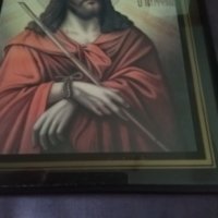 Икона на Исус Христос в стъклена рамка осветена 252х205мм, снимка 6 - Икони - 39349502