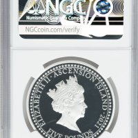 2022 Britania - Ascension Island - £5 - NGC PF70 - Сребърна Възпоменателна Монета, снимка 2 - Нумизматика и бонистика - 43723680