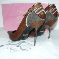 Patrizia Rigotti обувки висок ток, 10см, кожа и текстил – 38 номер, 258мм, снимка 3 - Дамски елегантни обувки - 28750757