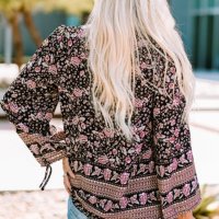Дамска блуза с дълъг ръкав и флорален принт, снимка 4 - Блузи с дълъг ръкав и пуловери - 40456142