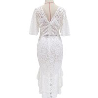 Елегантна рокля дантела, Дантелена рокля, Бяла дантелена рокля, снимка 4 - Рокли - 43243678