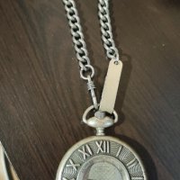 FOSSIL джобен часовник кварцов  посребрен рядък колекционерски, снимка 2 - Антикварни и старинни предмети - 37820784