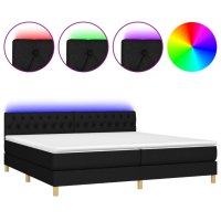 Боксспринг легло с матрак и LED, черна, 200x200 см, плат, снимка 2 - Спални и легла - 40348718