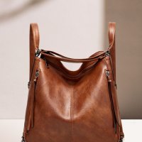 Елегантна дамска кожена чанта-раница 2 в 1, 3цвята - 024, снимка 9 - Чанти - 42008575