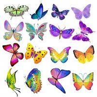 50 бр Пеперуди самозалепващи лепенки стикери за украса декор картонена торта и др, снимка 2 - Други - 33376239