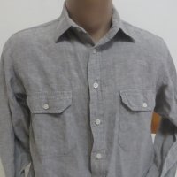 Мъжка риза с дълъг ръкав от лен Dressmann, снимка 2 - Ризи - 27428518