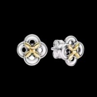 Сребърни обеци Пандора,колекция"Flowers",Gold/нови, снимка 1 - Колиета, медальони, синджири - 43817565