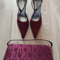 Официален дамски сет- сандали и чантичка, снимка 1 - Дамски обувки на ток - 39628876