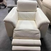 Бял кожен фотьойл с електрически релаксиращ механизъм, снимка 8 - Дивани и мека мебел - 40781322