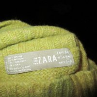 Пуловер с поло Zara вълна зелено куче, снимка 2 - Блузи с дълъг ръкав и пуловери - 27015351