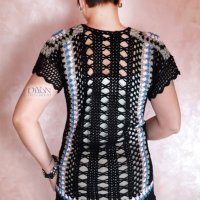 Ръчно плетена дамска блуза на една кука, уникат, снимка 2 - Корсети, бюстиета, топове - 32610770