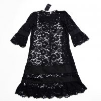 НОВА! Twinset Lace Black Dress Luxury Exclusive Collection Дамска Дантелена Рокля Размер 38, снимка 10 - Рокли - 32885010