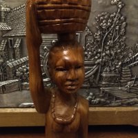Африканска масивна дървена статуетка ръчна изработка , снимка 4 - Статуетки - 32723000