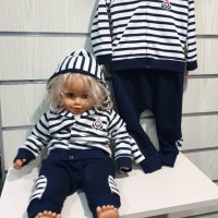 Нов бебешки моряшки ватиран комплект от две части на тъмносиньо и бяло райе, снимка 11 - Комплекти за бебе - 28336158