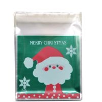 50 бр Дядо Коледа зелени коледни опаковъчни пликчета торбички за дребни сладки ръчна изработка, снимка 1 - Други - 43489003