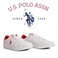 ПРОМО 🍊 U.S. POLO® № 38 🍊 Дамски пролет/есен кожени обувки в бяло и червено нови с кутия, снимка 10 - Кецове - 26637301