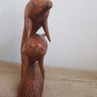 Дървена фигура -делфини, снимка 4 - Антикварни и старинни предмети - 34600793