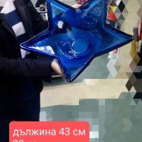 Стъклена синя фруктиера голяма звезда-ПРЕКРАСНА Е!, снимка 1 - Други - 41044540