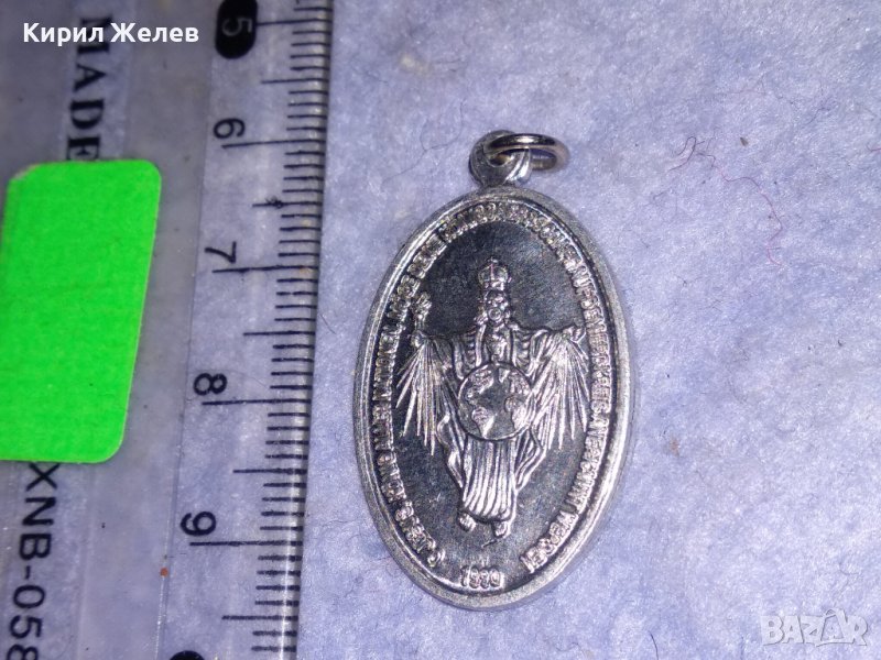 РЯДКА КАТОЛИЧЕСКА ПОСРЕБРЕНА ДВУСТРАННА ИКОНКА РЕЛИГИОЗЕН МЕДАЛЬОН 31233, снимка 1