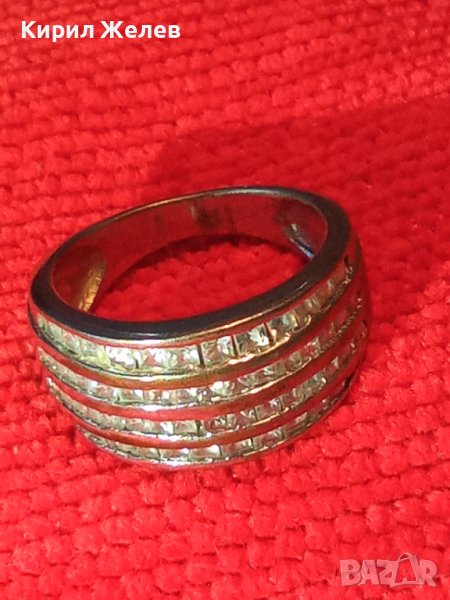 Стар СКЪПОЦЕНЕН СРЕБЪРЕН ВИНТИДЖ АРТ ПРЪСТЕН НИКЕЛИРАНО СРЕБРО 925 ПРОБА с ФАСЕТИРАНИ КРИСТАЛИ 40600, снимка 1