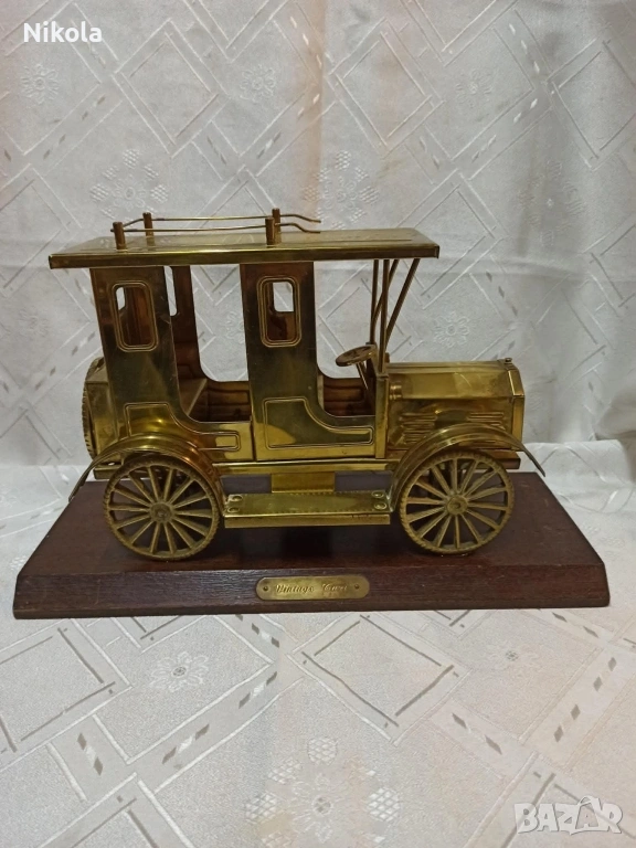 Масивен голям месингов модел на ретро такси за бюро или др. автомобилна диарама, снимка 1