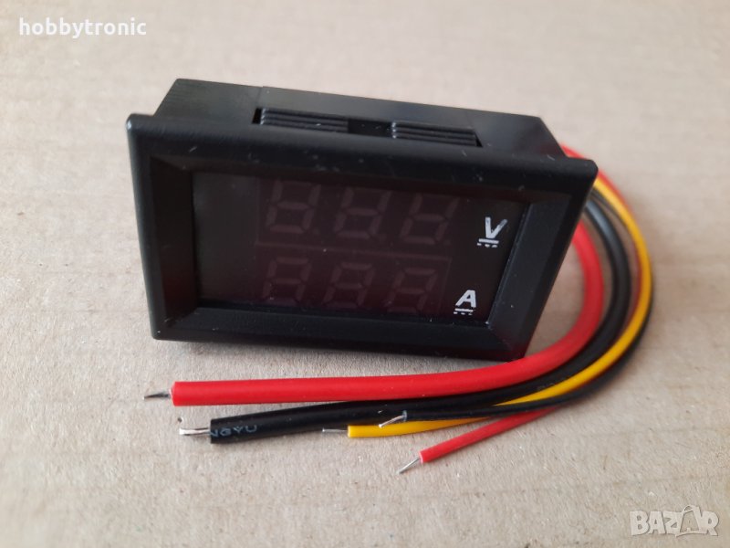 Цифров LED волтметър амперметър 100V 10A с вграден шунт , снимка 1