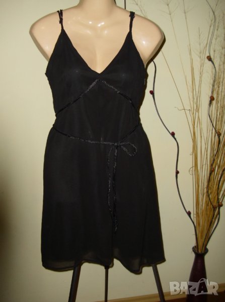 Черна рокля от шифон с подплата, снимка 1