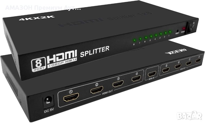 Премиум HDMI сплитер 1х8 изхода/Ultra HD/4K 60Hz 1x8 HDMI до 4Kx2K/3D/EDID и HDCP контрол, снимка 1