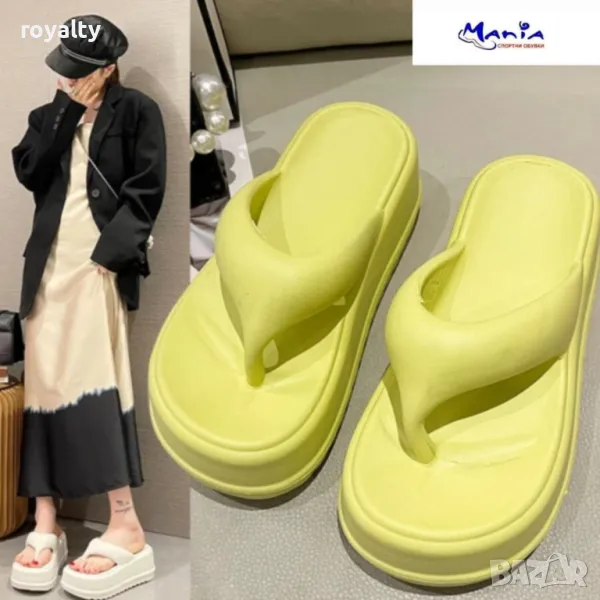 Електрикото зелени олекотени джапанки на платформа, снимка 1