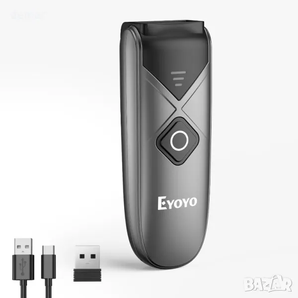 Еyoyo 1D и 2D Bluetooth баркод скенер, мини преносим 3-в-1 четец с Bluetooth, снимка 1