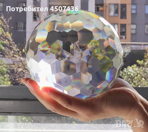OwnMy 80 мм прозрачна кристална топка с фасетирана Дъга Призма,ловец на слънце, снимка 1