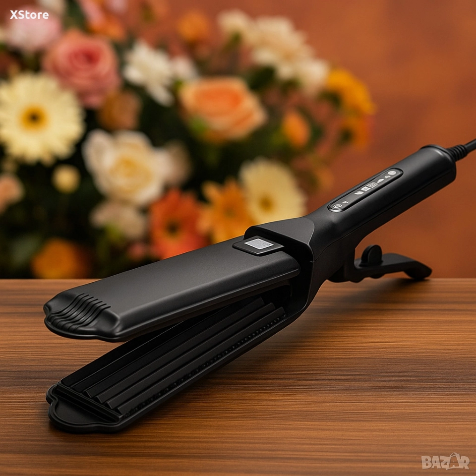 Професионална турмалинова преса за коса с йони, за всички типове коса - За вафлички, снимка 1