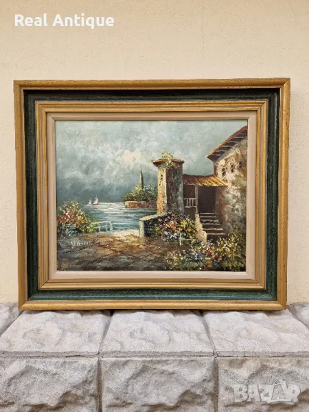 Превъзходна антикварна авторска майсторска картина масло върху платно , снимка 1
