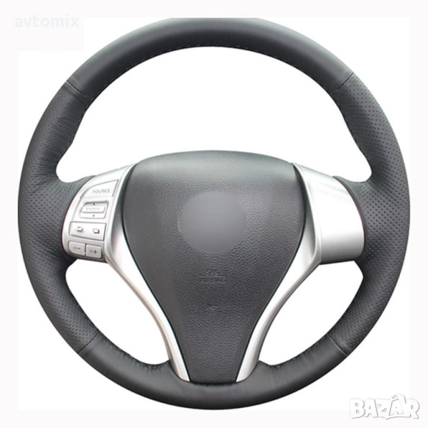 Кожен калъф за волан шиещ, Nissan X-Trail, Qashqai 2014-2017 г., снимка 1