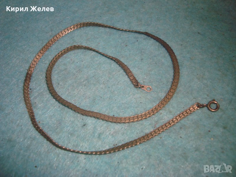 СТАР ПОСРЕБРЕН ЛАНЕЦ КОЛИЕ ВЕРИЖКА подходяща и за КЮСТЕК за ДЖОБЕН ЧАСОВНИК 12494, снимка 1