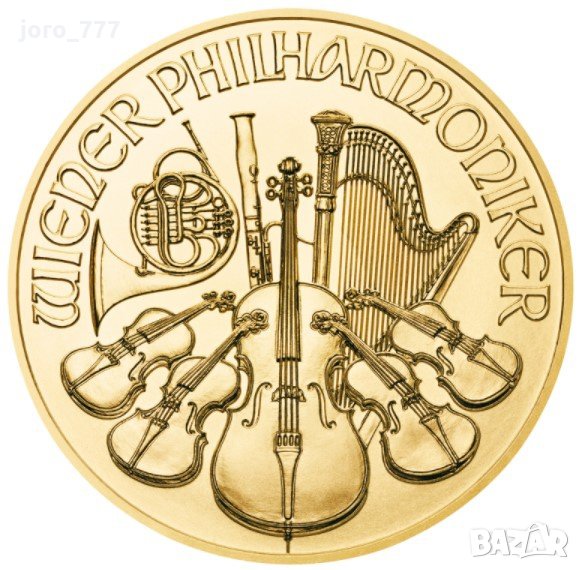 Златна монета Австрийска филхармония 1/10 oz 2021, снимка 1