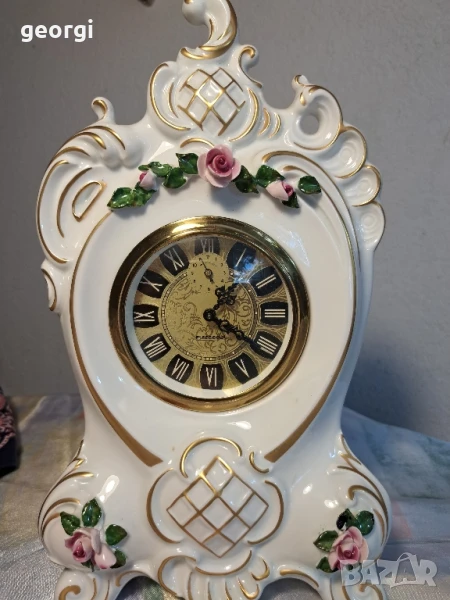 немски порцеланов часовник Mercedes аларма  27/1, снимка 1