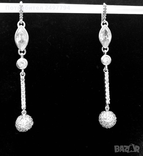 Сребърни обеци с циркони, снимка 1