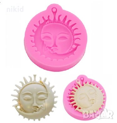 Целувка слънце и луна силиконов молд форма фондан шоколад смола висулка колие, снимка 1