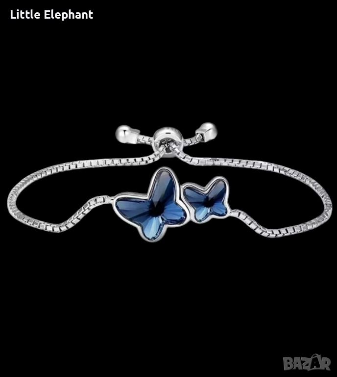 Pre order Сребърна гривна Пандора пеперуди,dark diamand blue/нова, снимка 1
