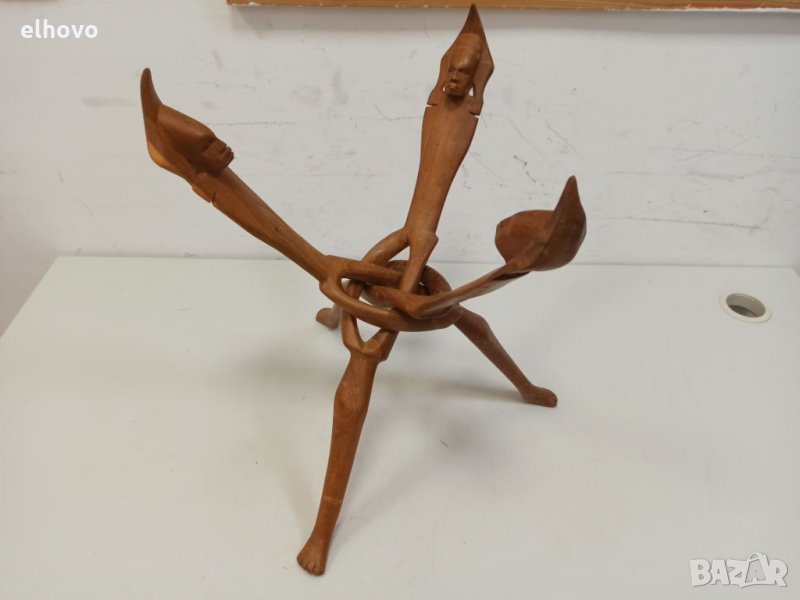 Старинна дървена стойка, триножник, снимка 1