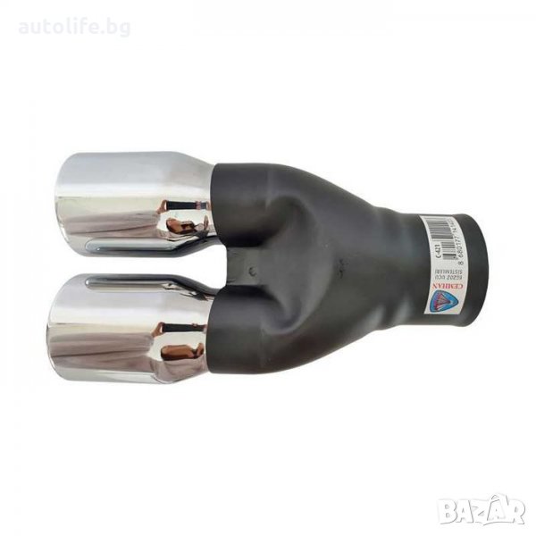 Универсален Двоен Кръгъл Накрайник за Ауспух, снимка 1