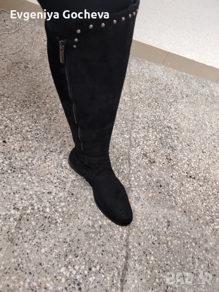 високи чизми 39 номер черно ниска платформа , снимка 1