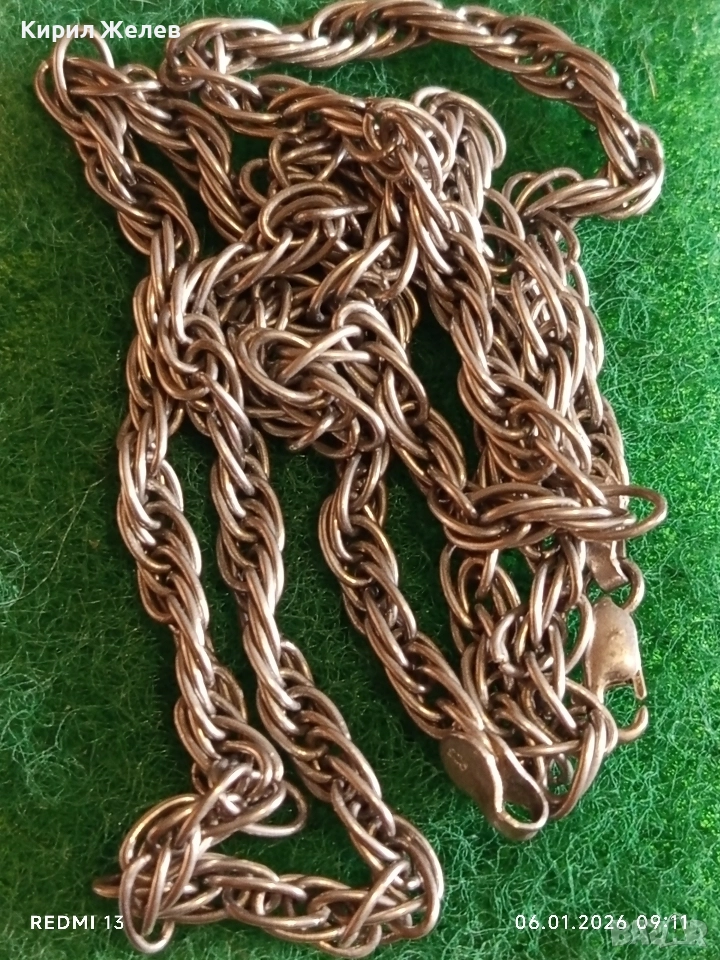 Винтидж сребърна верижка плетка тип ВЪЖЕ майсторска ръчна изработка 52787, снимка 1