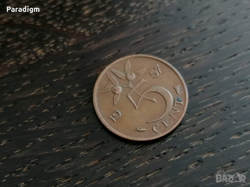 Монета - Холандия - 5 цента | 1957г., снимка 1